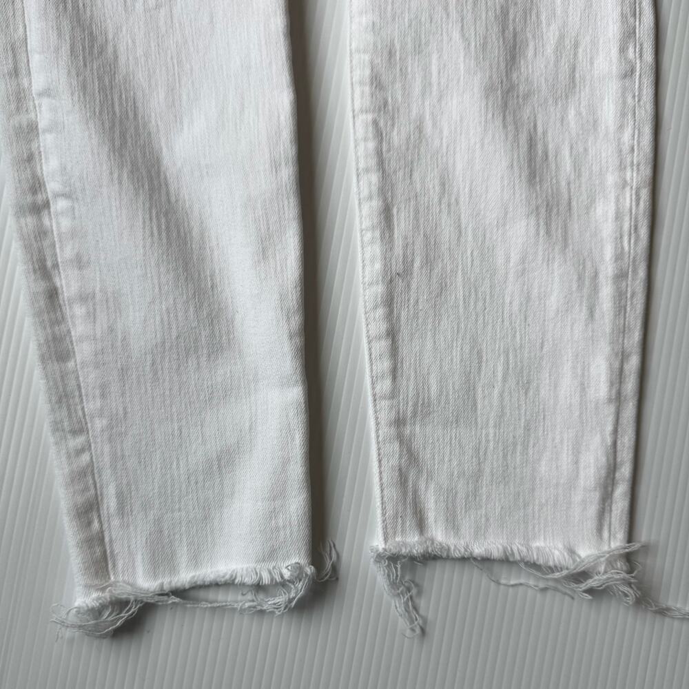 MOTHER Pixie Ankle Fray Skinny Jeans 28 White Button Fly Frayed Hem Clean Girl - Picture 11 of 16